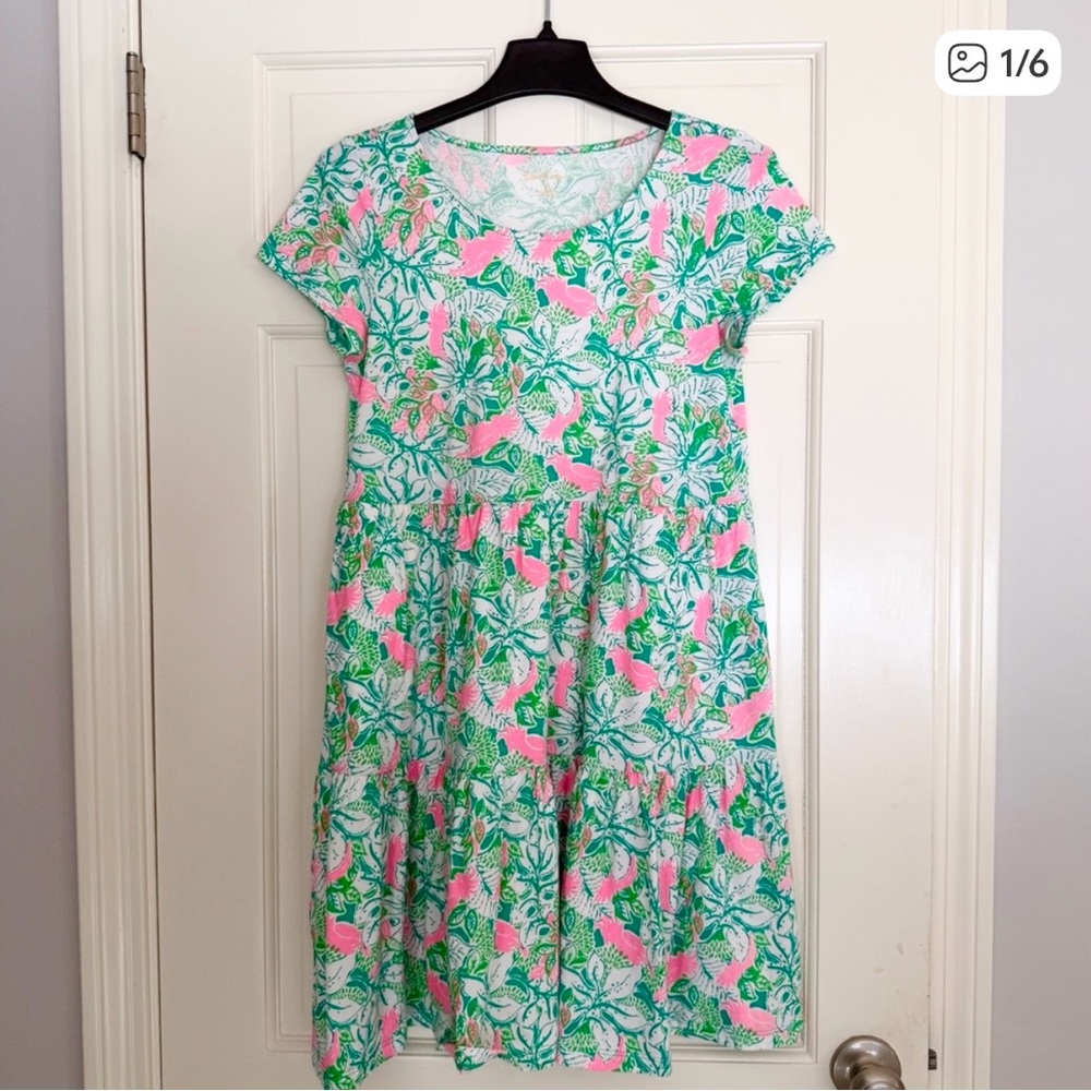 Lilly Pulitzer Geanna Short Sleeve Botanical Swing Dress  - XS